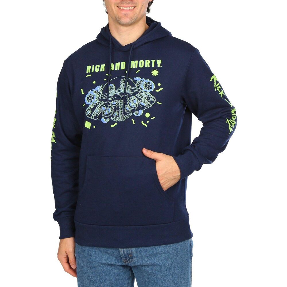 Cartoon Network Rick & Morty Spaceship Hoodie Spacecore Streetwear Fan SZ L:NWT